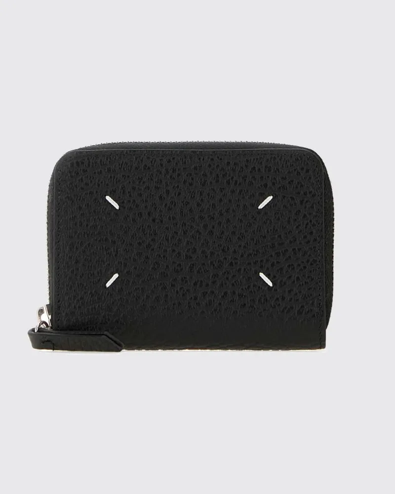 Maison Margiela Kartenetui aus Leder mit Reißverschluss und Four Stitches Schwarz