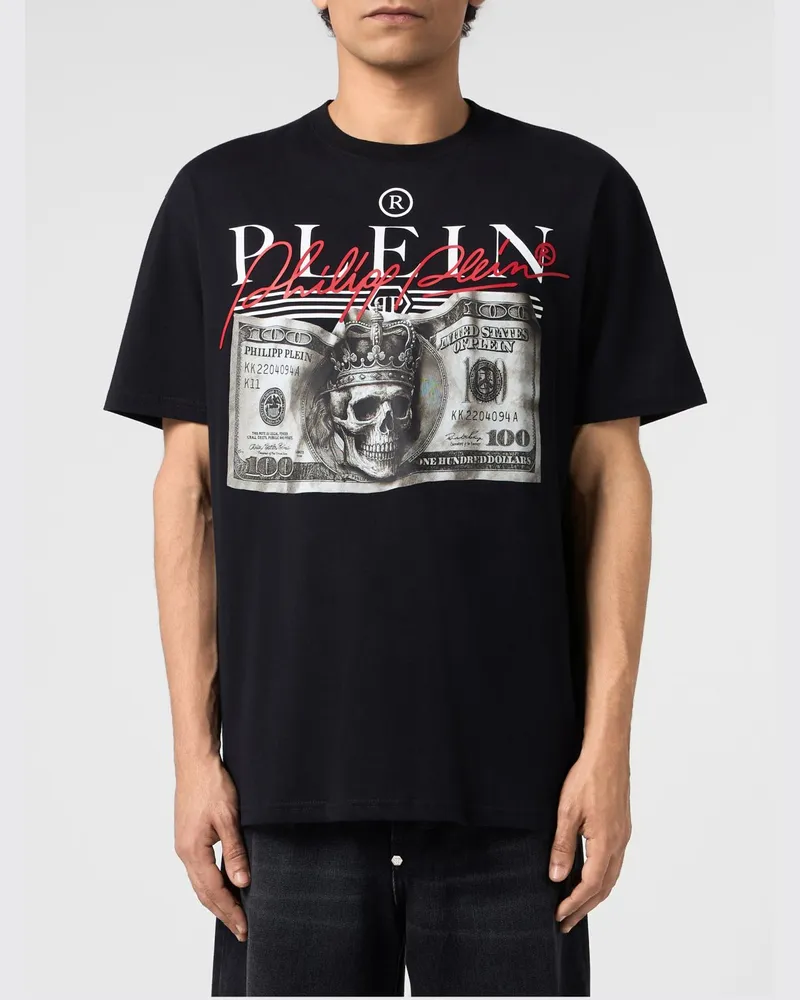 Philipp Plein Baumwoll-T-Shirt mit Grafikprint und Kontrastlogo Schwarz