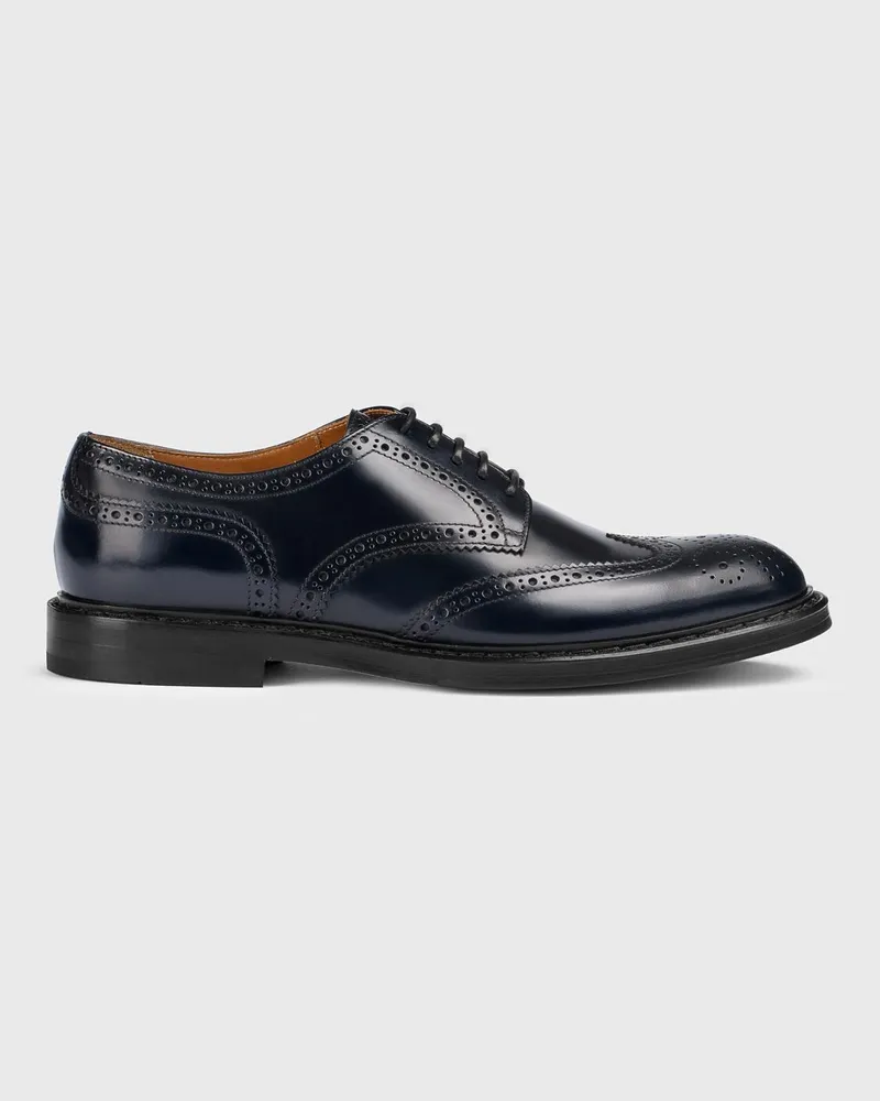 Doucal´s Derbys aus gebürstetem Leder mit Brogue-Muster Blau