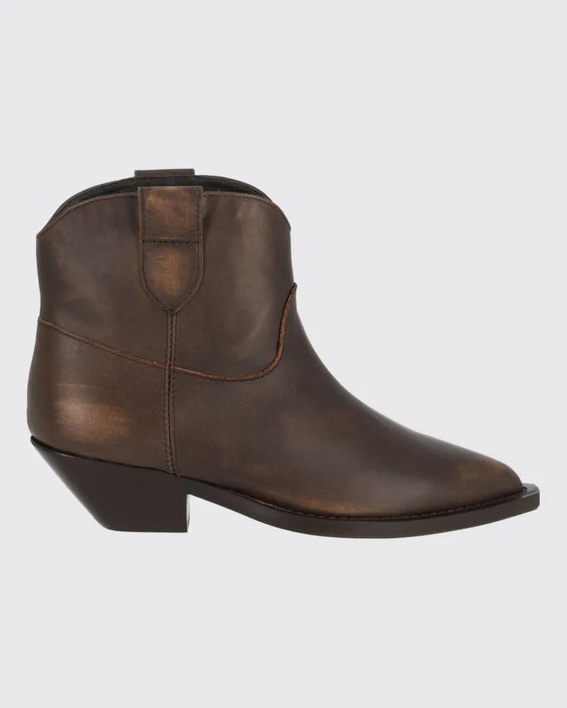 Via Roma 15 Western-Stiefeletten aus gealtertem Leder mit niedrigem Absatz Braun