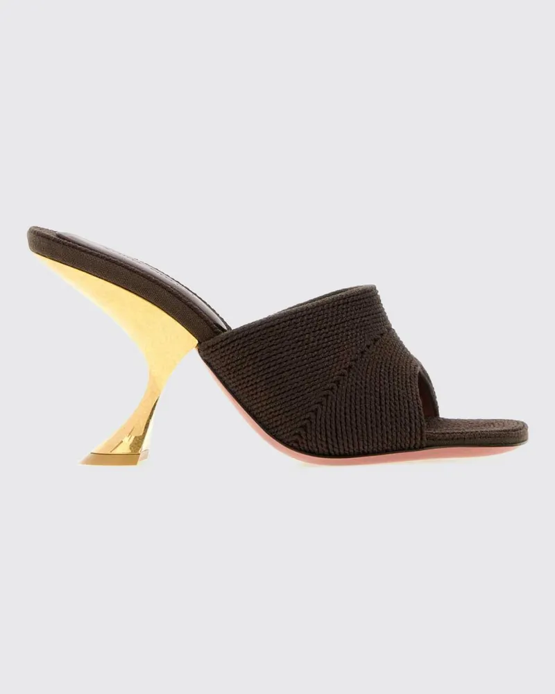 Amina Muaddi Taylor Mules aus Raffia mit skulpturalem Absatz Kaffee