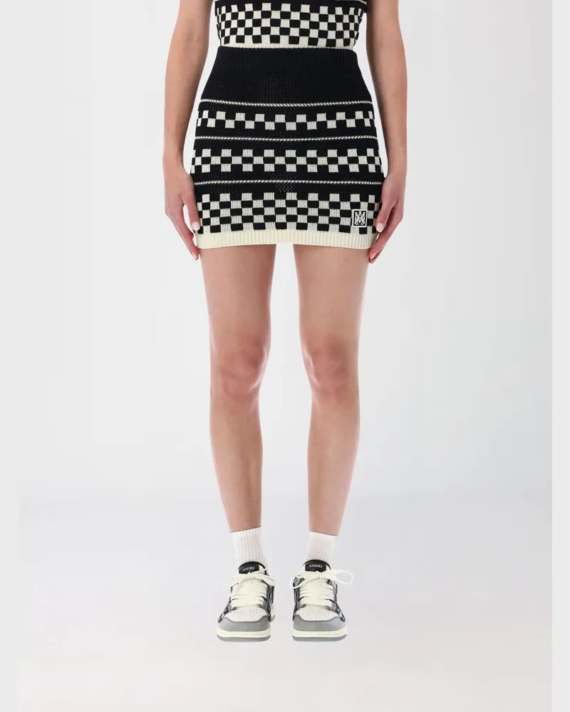 Amiri Hoch taillierter Bleistift-Minirock von aus Wolle mit Karomuster und Slim Fit Schwarz