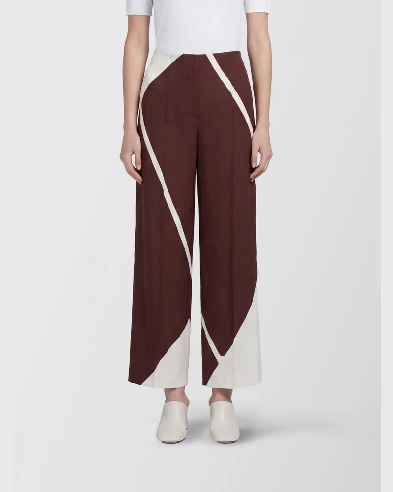 Alberta Ferretti Palazzo-Hose aus bedruckter Viskose Weinrot