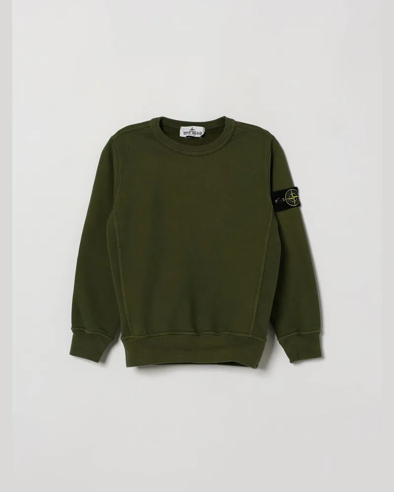 Stone Island Crewneck-Sweatshirt für Jungen aus Baumwolle mit Kompass-Logo Military