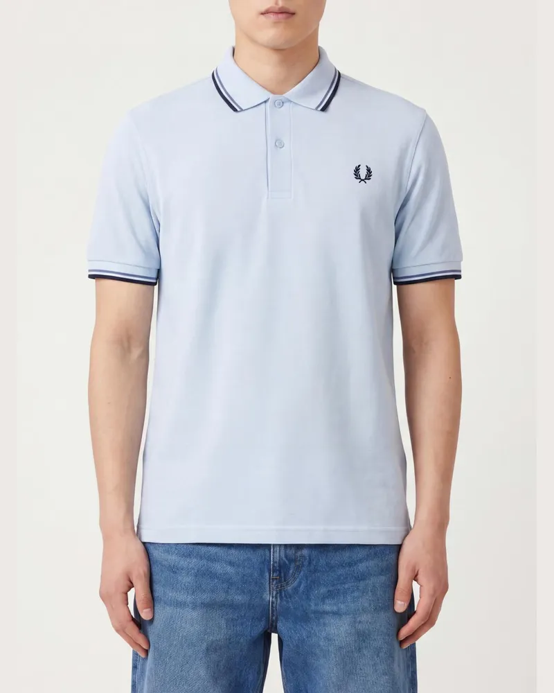 Fred Perry Baumwoll-Polohemd mit Logo Hellblau