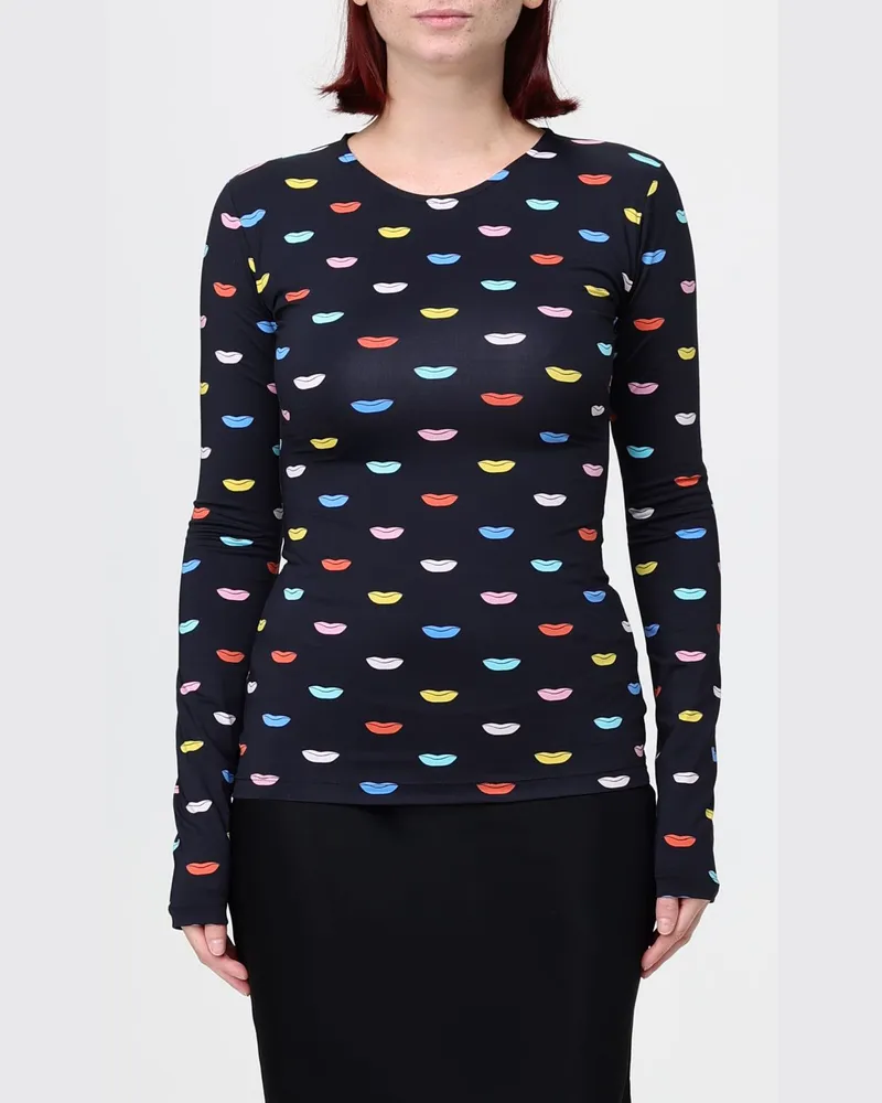 Fiorucci Langärmeliges Slim-Fit-Top mit Grafikprint Schwarz