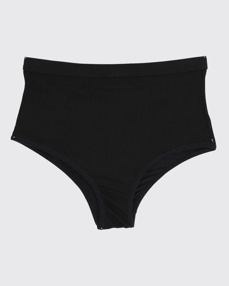 Maison Margiela Hoch taillierte, gerippte Slips aus Viskose-Jersey Schwarz