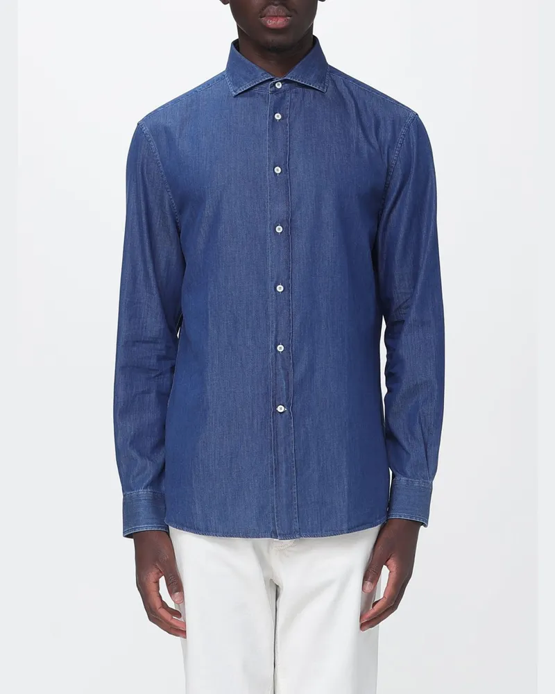 Brunello Cucinelli Slim-Fit-Hemd aus Baumwolldenim mit französischem Kragen Denim