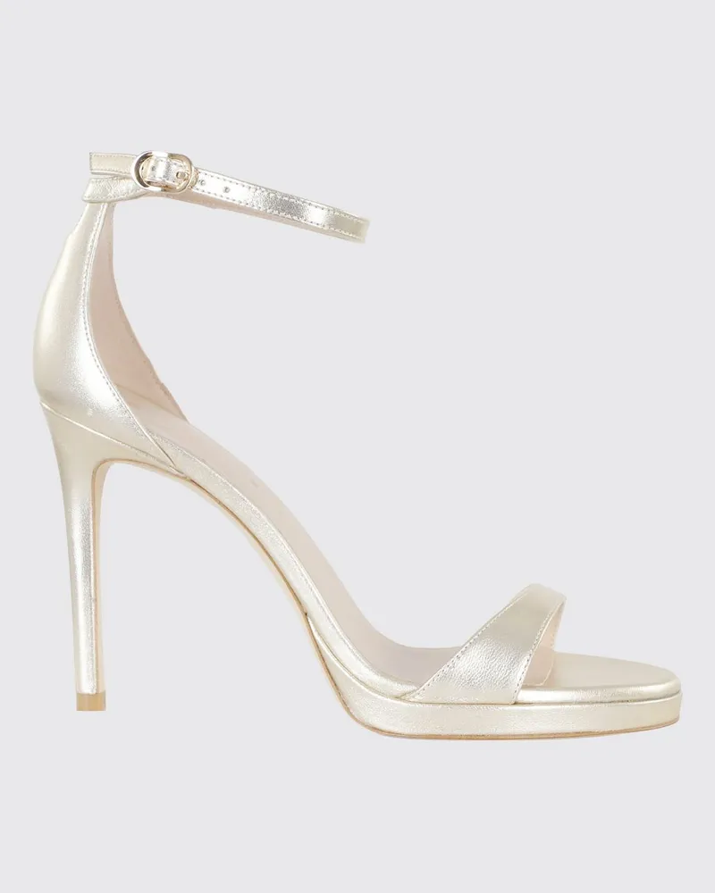 Stuart Weitzman Sandalen aus laminiertem Nappaleder Gold