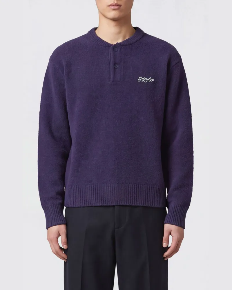 Axel Arigato Baumwollmisch-Pullover mit Rundhalsausschnitt, gesticktem Logo und Rippbündchen Navy