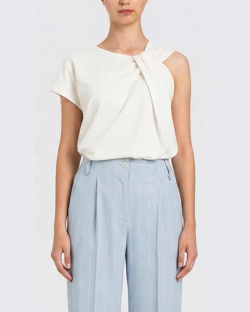 Twin-Set Asymmetrische Baumwoll-T-Shirts Weiß