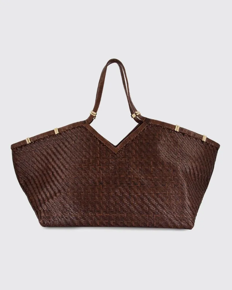Benedetta Bruzziches Große Tote-Bag Usha aus geflochtenem Leder Kaffee