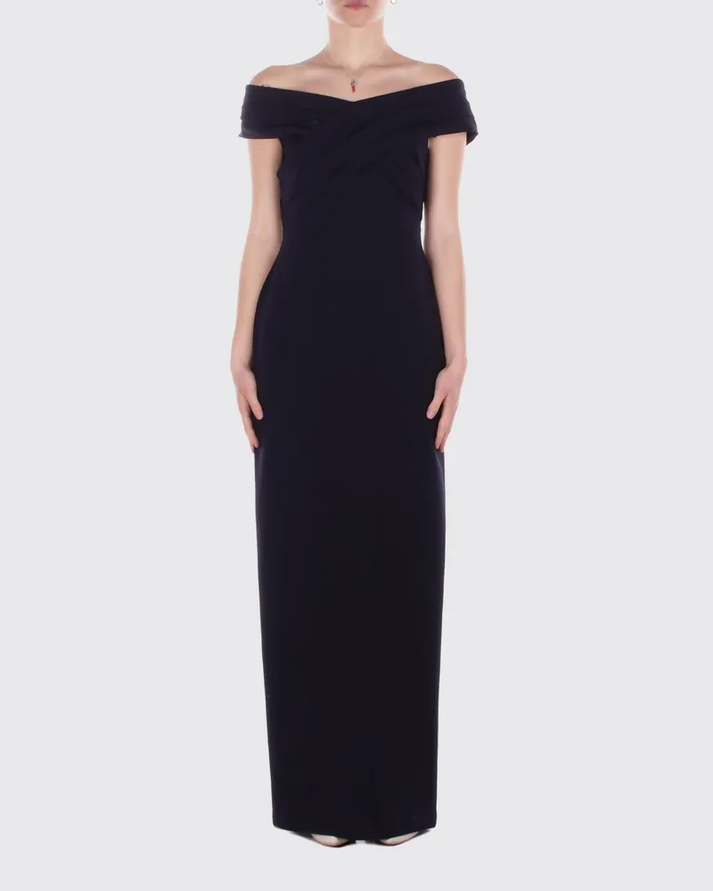 Ralph Lauren Langes Crêpe-Kleid Blau