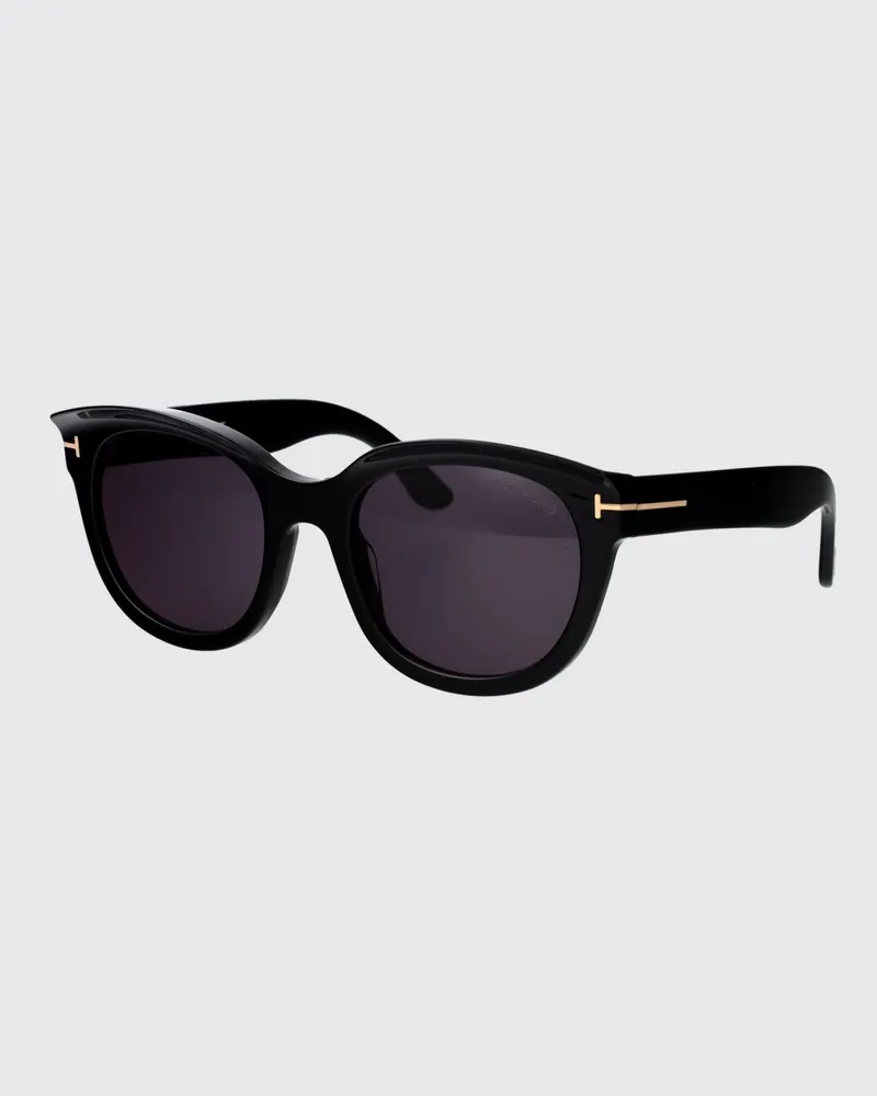 Tom Ford Abgerundete Cat-Eye-Sonnenbrille aus schwarzem Acetat Schwarz