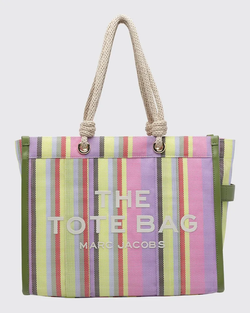 Marc Jacobs Gestreifte The Large Tote Bag von aus Mesh mit geknoteten Griffen Pink