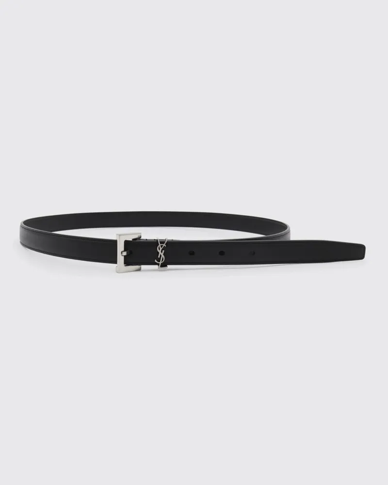 Saint Laurent Cassandre Ledergürtel Schwarz