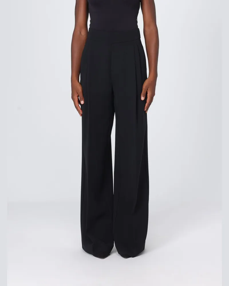 Twin-Set Maßgeschneiderte Crêpe-Hose mit weitem Bein und hoher Taille Schwarz