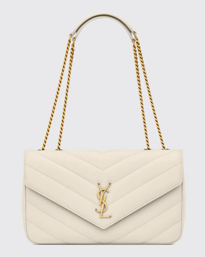 Saint Laurent LouLou Tasche aus gestepptem Chevron-Nappaleder Yellow