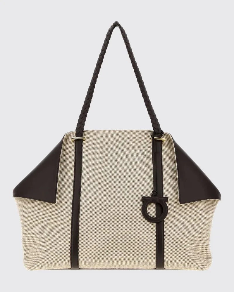 Ferragamo Scarf Tote-Bag von aus Canvas und Leder mit Gancini-Logo Dark