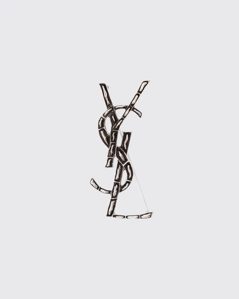 Saint Laurent Brosche aus verchromtem Messing mit YSL-Monogramm Stahl