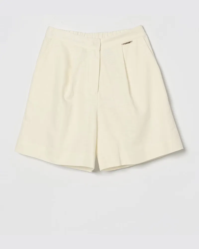 Twin-Set Shorts aus Baumwoll-Leinen-Mischung Weiß