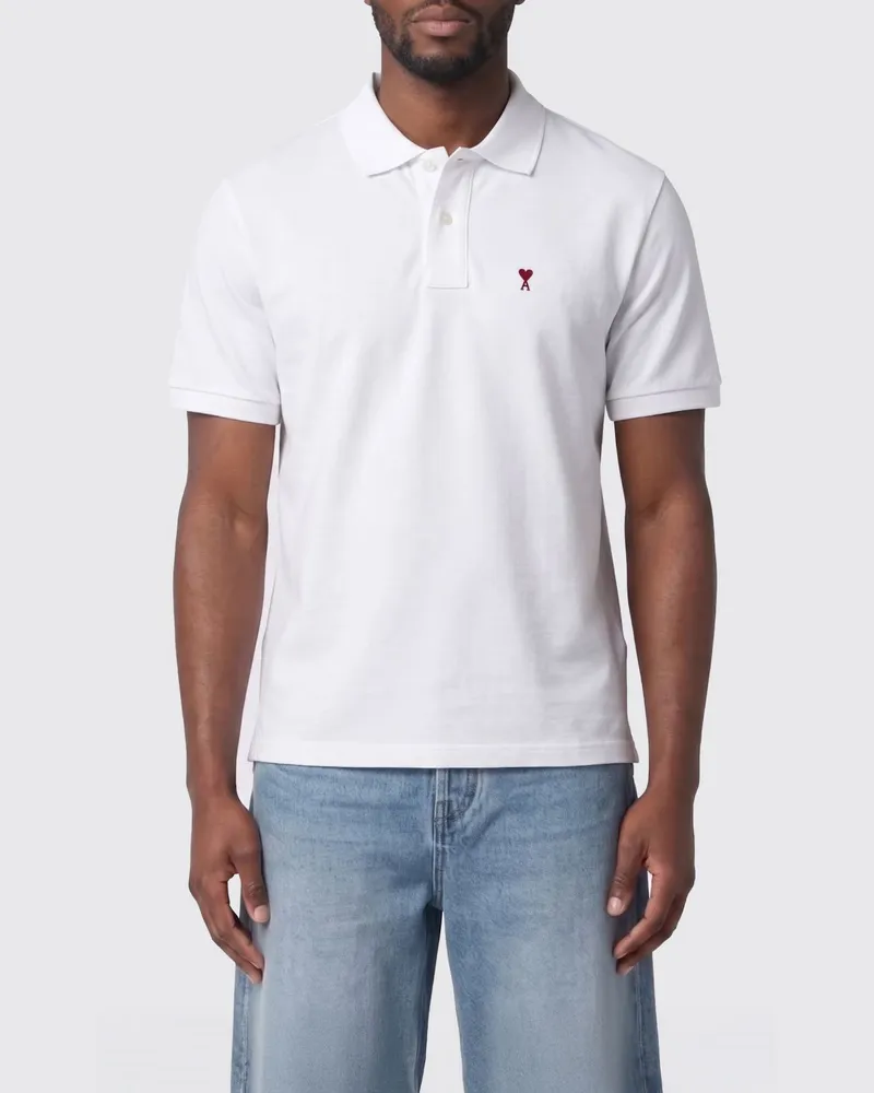 AMI Paris Baumwoll-Polohemd mit Logo Weiß