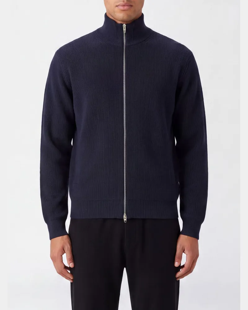 Jil Sander Wasserabweisende Bomberjacke aus Wollstrick mit Stehkragen Blau
