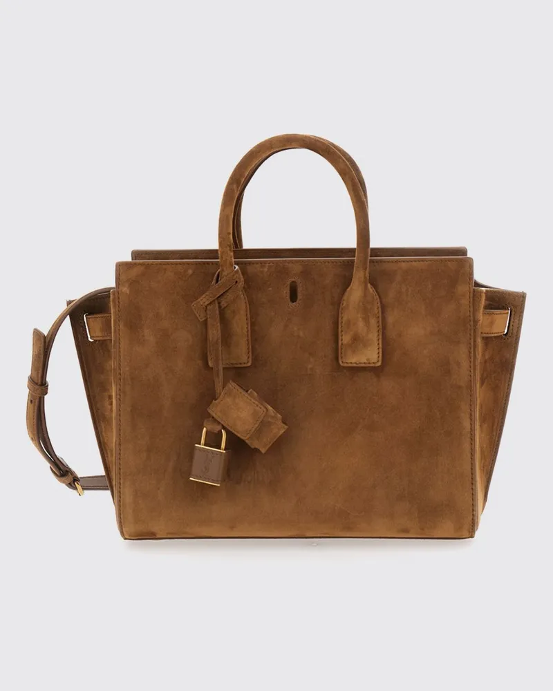 Saint Laurent Kleine Sac De Jour Handtasche von aus Kalbsveloursleder Braun