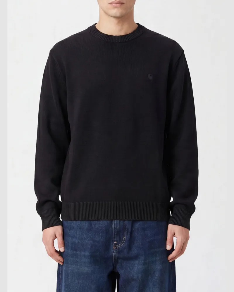 Carhartt WIP Rundhalspullover aus Baumwolle mit gesticktem Logo Schwarz