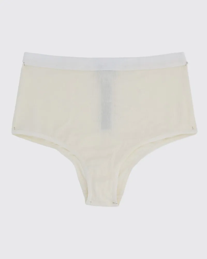 Maison Margiela Hoch taillierte, gerippte Slips aus Viskose-Jersey Ivory