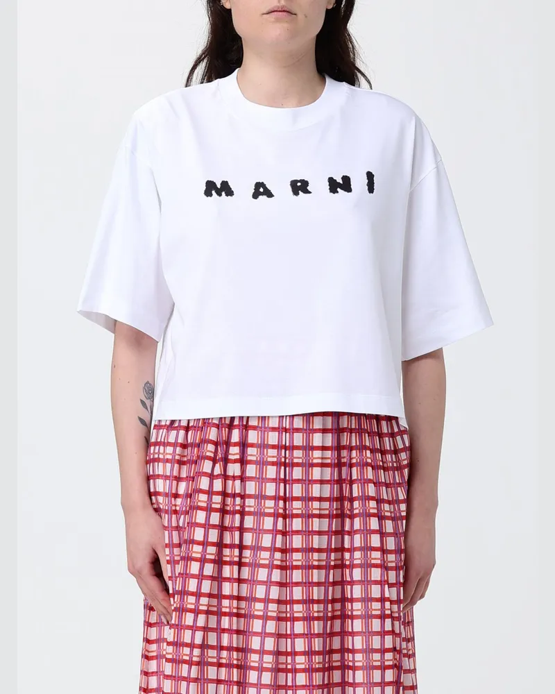 Marni Baumwoll-T-Shirt mit -Logo Weiß