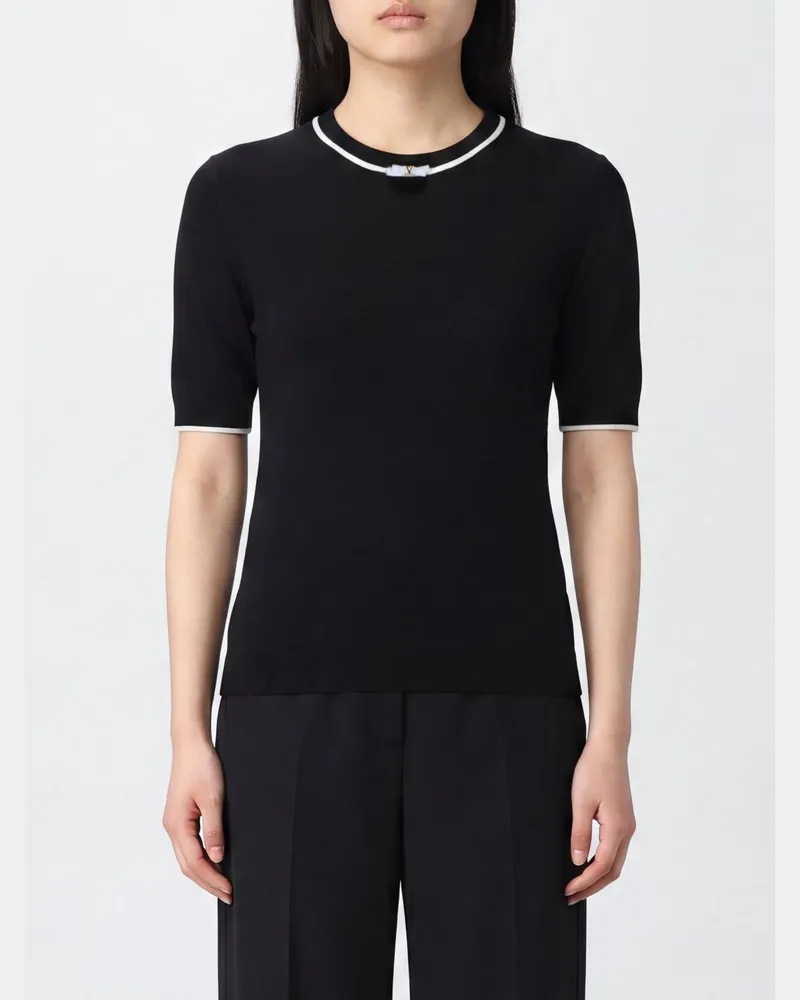 Valentino Garavani Wollpullover mit Rundhalsausschnitt, Schleife und VLogo Signature Schwarz
