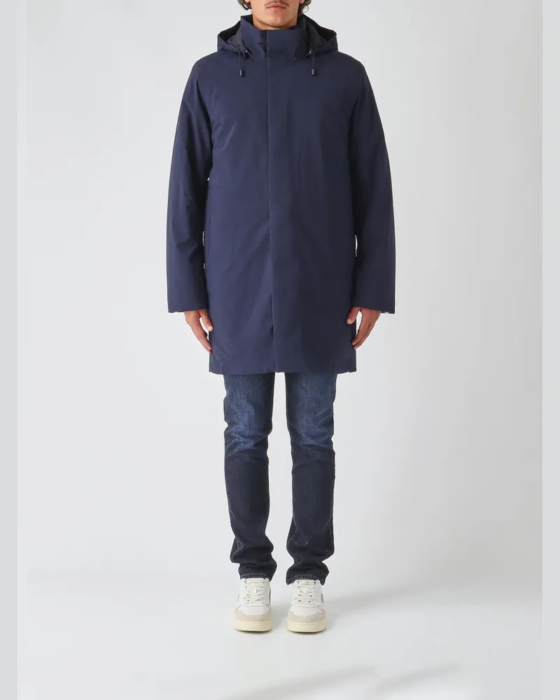 K-Way Knielange Windjacke Thomal mit abnehmbarer Kapuze Navy
