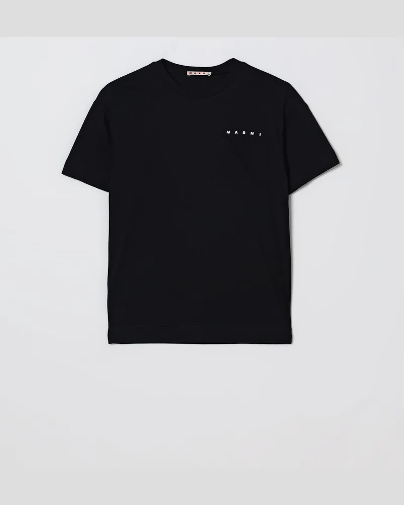 Marni Baumwoll-T-Shirt mit Mini-Logo Schwarz