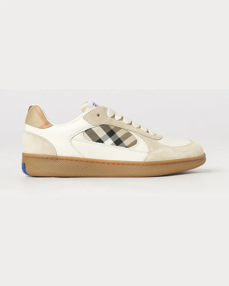 Burberry Low-Top-Sneaker Terrace aus Leder mit Vintage-Check-Einsätzen Beige