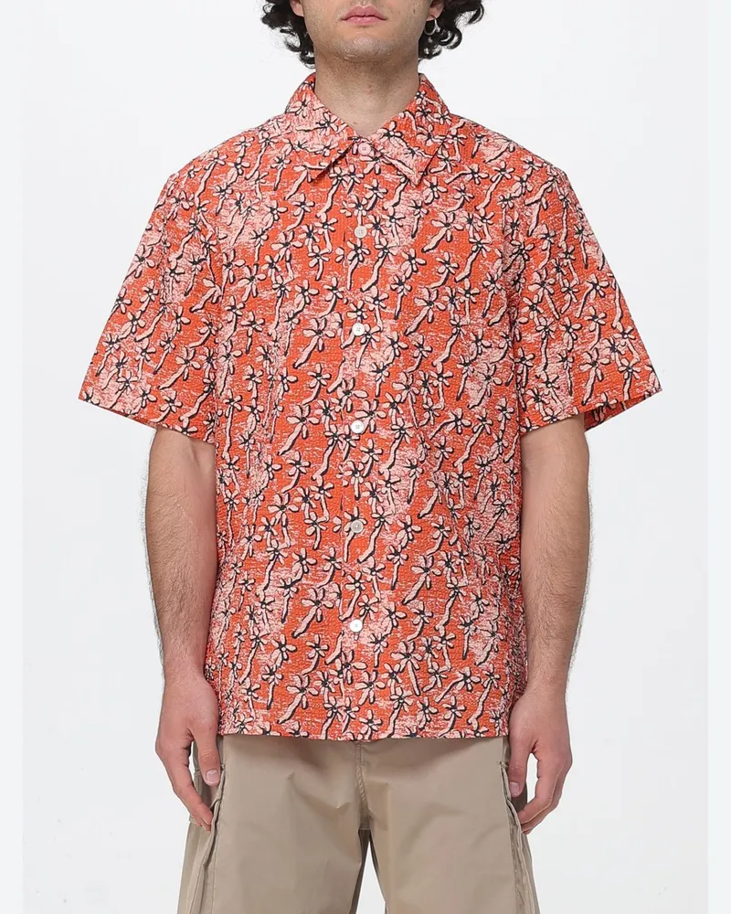 Paul Smith Bedrucktes Freizeit-Baumwollhemd Orange