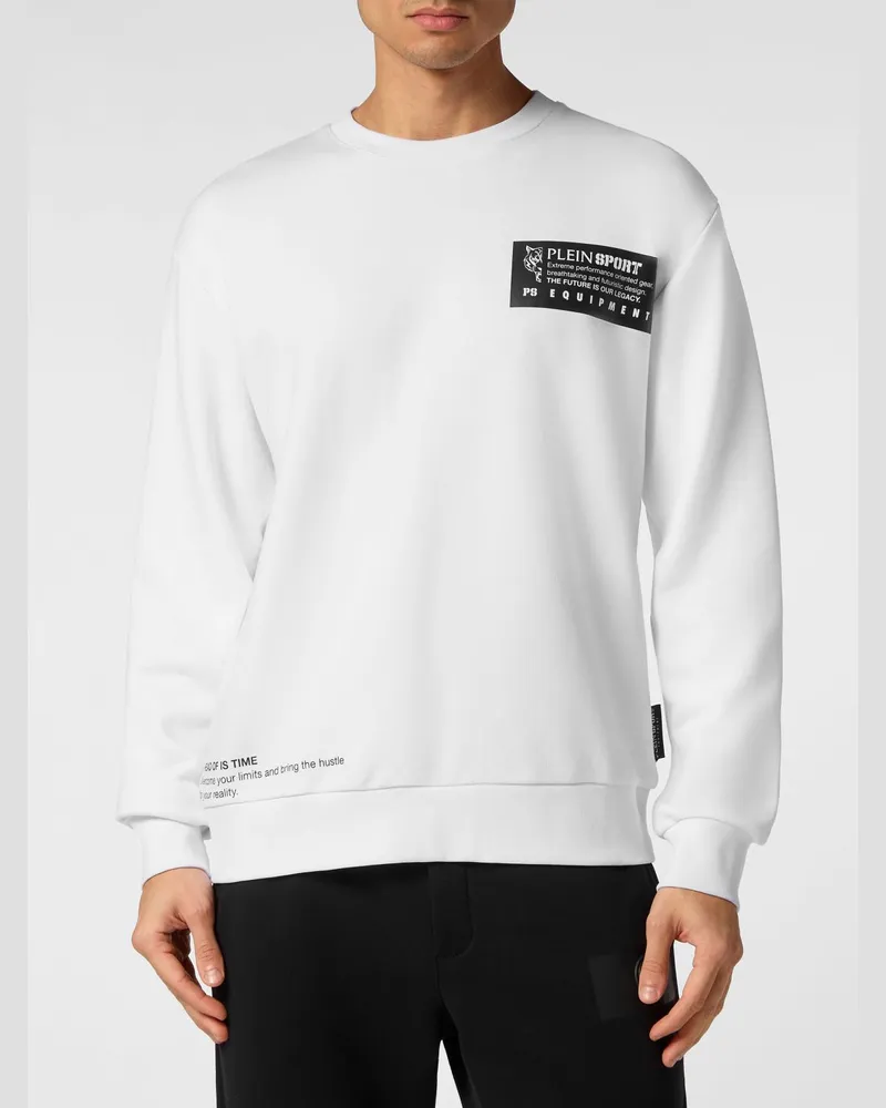 Philipp Plein Baumwoll-Sweatshirt mit Rundhalsausschnitt, Logo-Print und überschnittenen Schultern Weiß