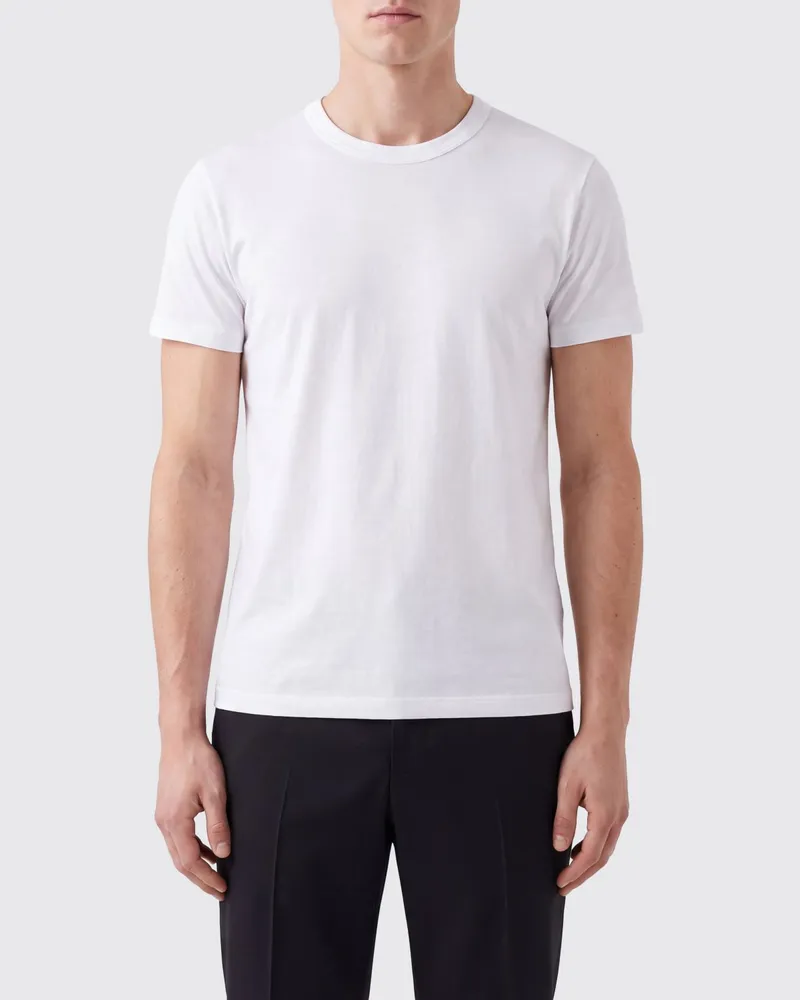Tom Ford Rundhals-T-Shirt aus Stretch-Baumwolle mit kurzen Ärmeln und geradem Saum Weiß