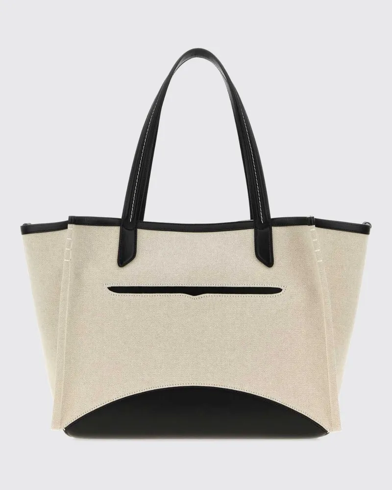 J.W.Anderson Zweifarbige Loafer-Tote-Bag aus Baumwolltwill und Leder mit Doppelgriff Natural