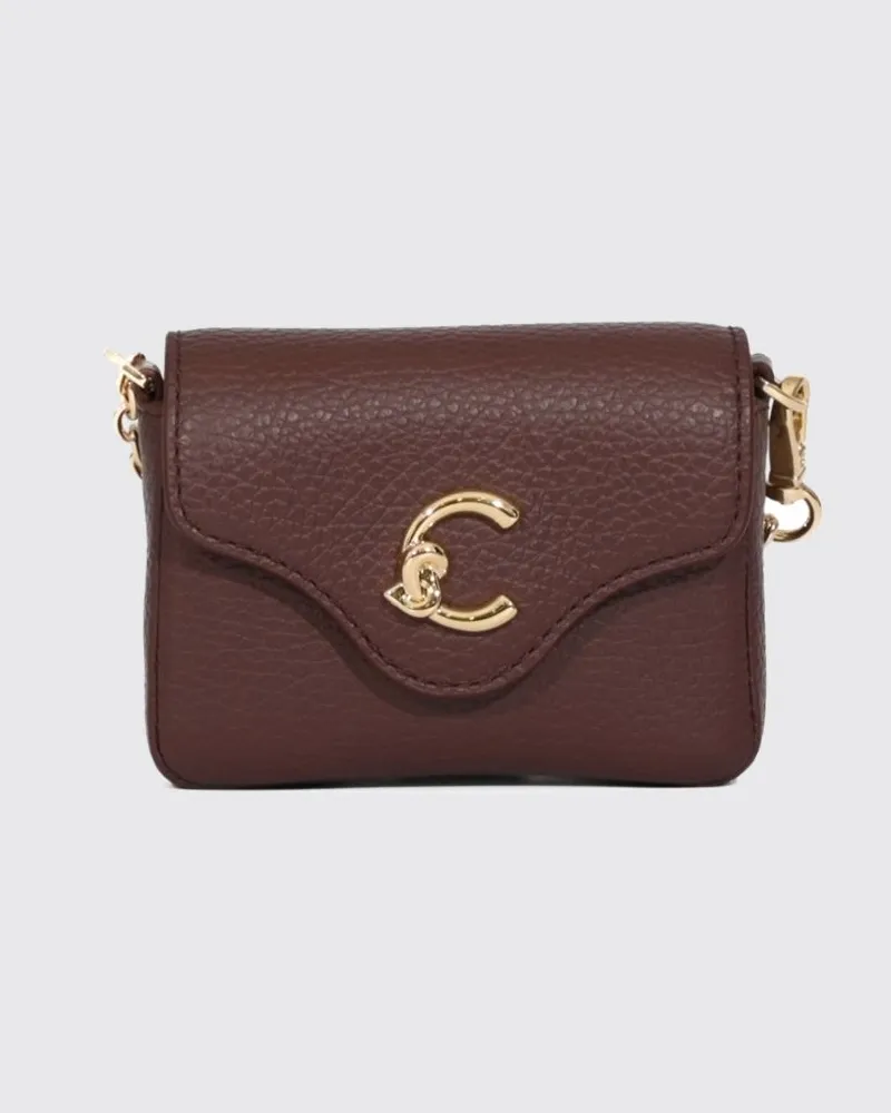 Coccinelle C-Me Mini-Handtasche aus genarbtem Leder mit Monogramm Rot