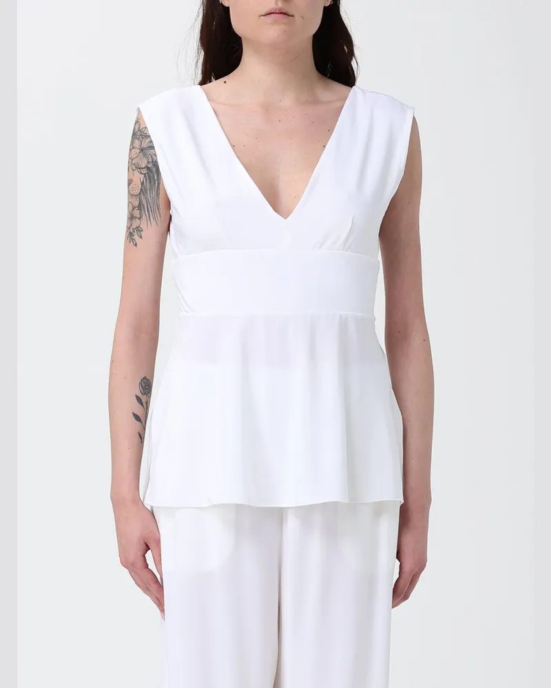 Max Mara Ärmelloses V-Ausschnitt-Top Oblare aus Stretch-Viskose Weiß