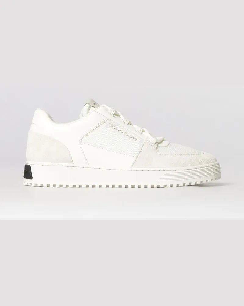 Emporio Armani Sneakers aus Mesh und Wildleder Weiß