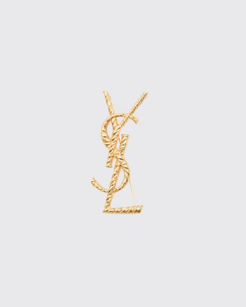 Saint Laurent Cassandre Brosche aus Messing mit Gold-Finish und YSL-Monogramm Gold