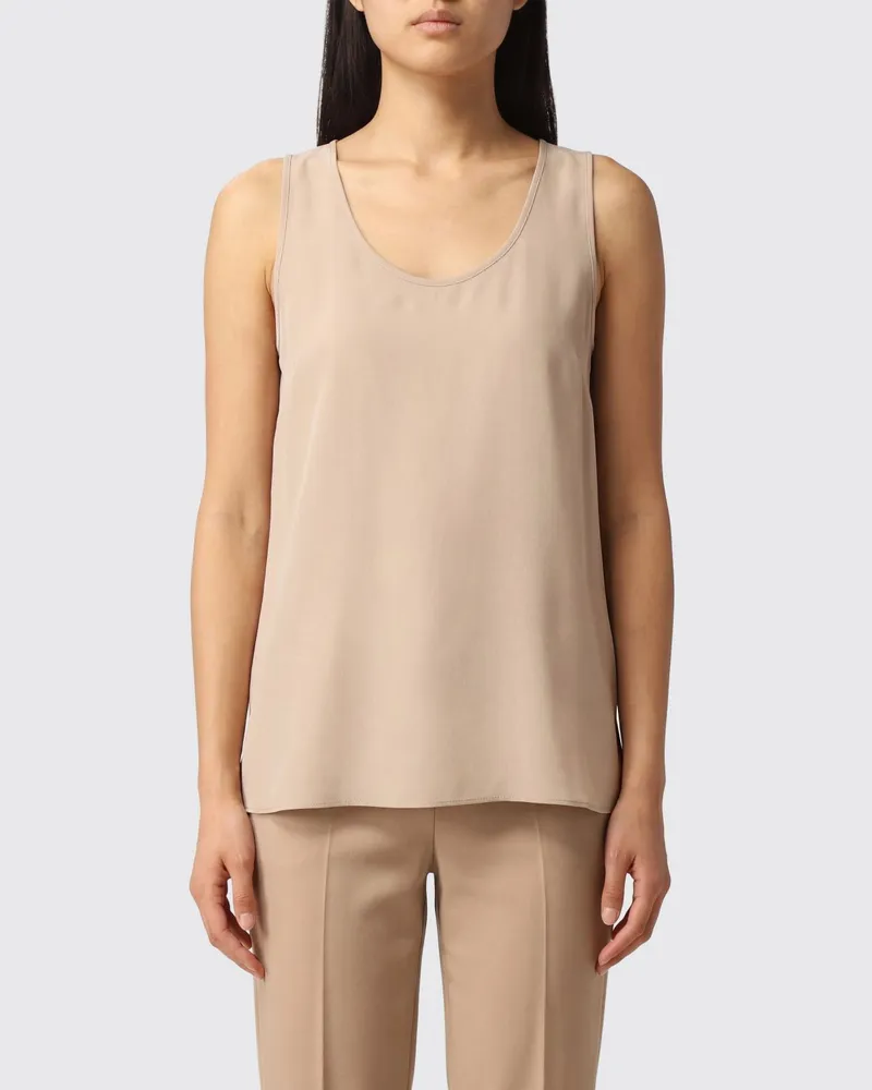 P.A.R.O.S.H. Ärmelloses Top P.A.R.O H. aus Polyester mit U-Ausschnitt Beige