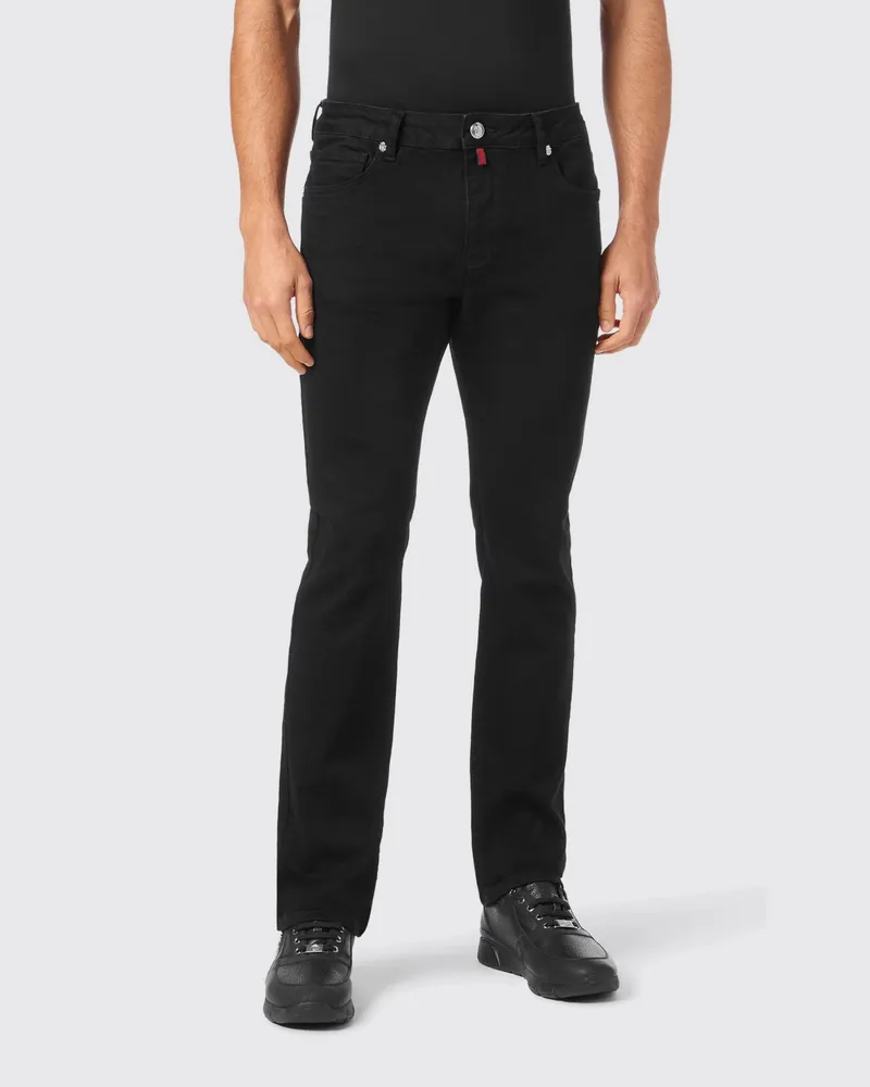 Billionaire Regular-Fit Straight-Jeans aus Stretch-Denim mit Logo-Stickerei Schwarz
