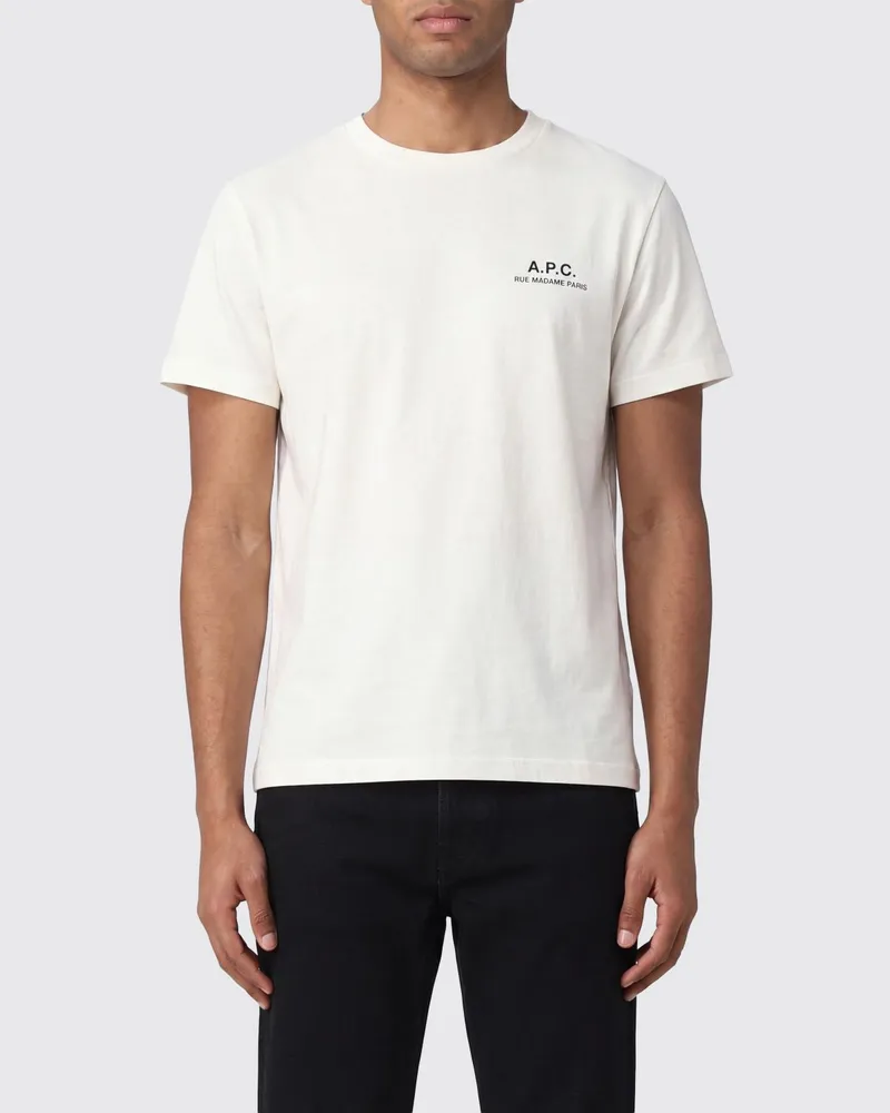 A.P.C. Rundhals-T-Shirt aus Baumwolle mit kontrastierendem Logo-Print Weiß