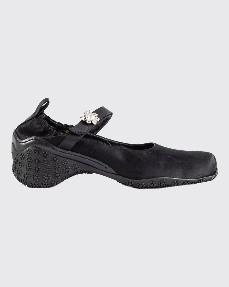 Simone Rocha Turbo Ballet Runner Mary-Jane-Ballerinas aus Satin mit Kristallen Schwarz