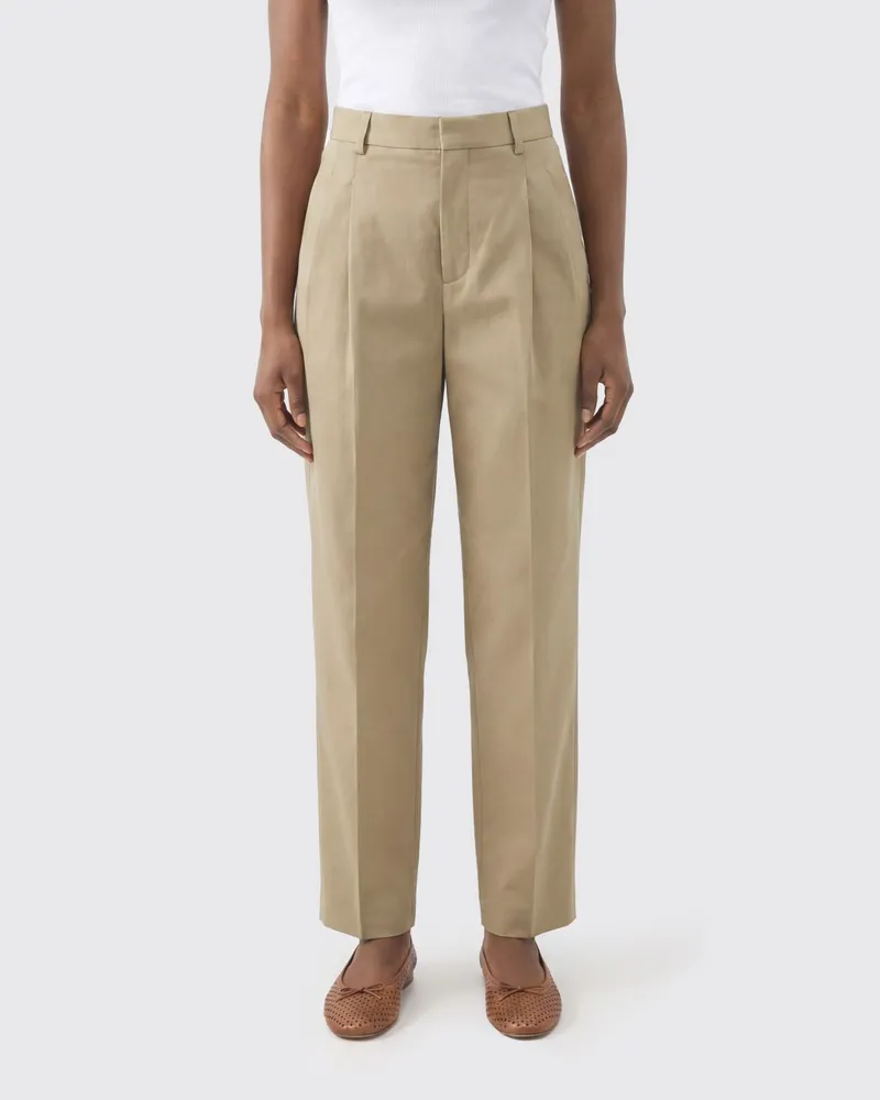 AMI Paris Slim-Fit-Hose mit geradem Bein aus Gabardine mit schrägen Taschen Beige