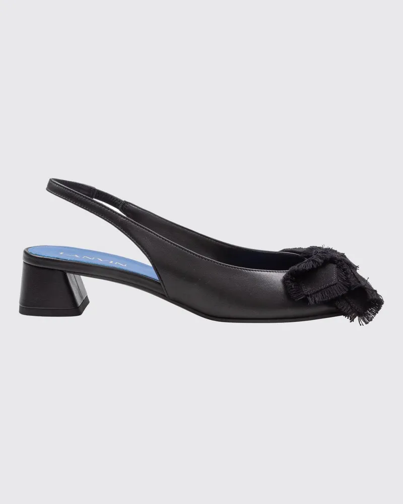 Lanvin Slingback-Ballerinas aus Glattleder mit runder Kappe und Grosgrain-Schleife Schwarz