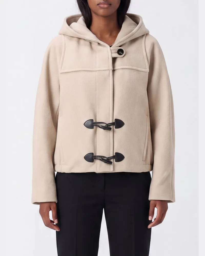 Étoile Isabel Marant Trixie Mantel aus Wolle und Kaschmir mit Kapuze und Knebelverschlüssen Sand
